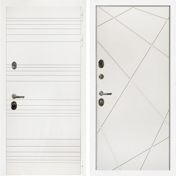 Входная дверь Гранд Белый Мат + Лучи белый