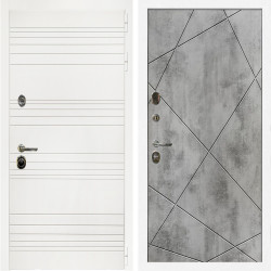 Входная дверь Гранд Белый Мат + Лучи бетон светлый