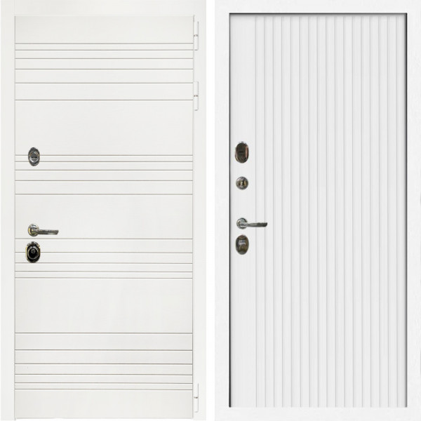 Входная дверь Гранд Белый Мат + Вертикаль белый матовый