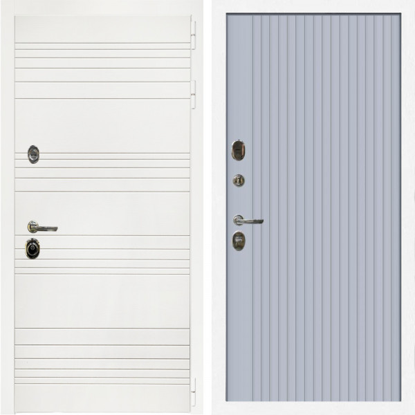 Входная дверь Гранд Белый Мат + Вертикаль Силк маус