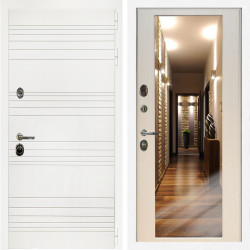 Входная дверь Гранд Белый Мат + Зеркало эко дуб
