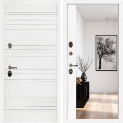 Входная дверь Гранд Белый Мат + Зеркало панорама Белый софт