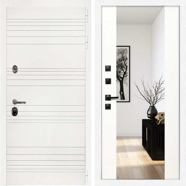 Входная дверь Гранд Белый Мат + Зеркало сб-16 белый матовый