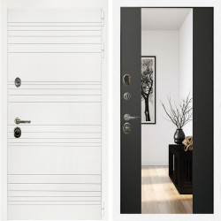 Входная дверь Гранд Белый Мат + Зеркало сб-16 черный кварц