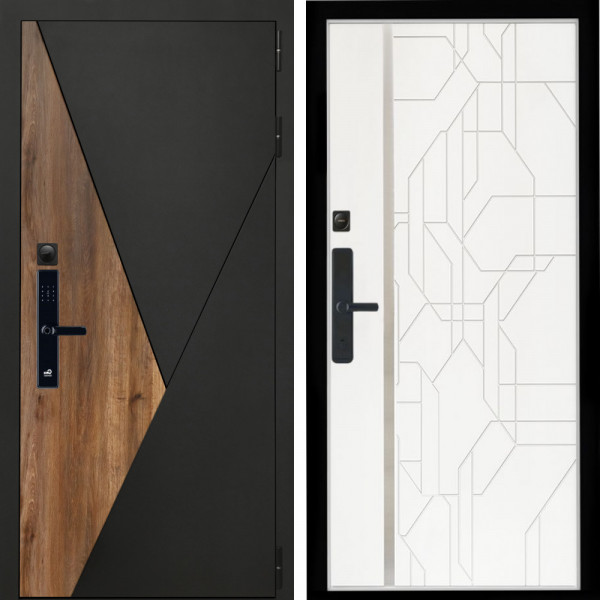 Входная дверь Гранит SMART + Эверест нерж белый матовый