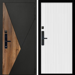 Входная дверь Гранит SMART + Вертикаль белый матовый