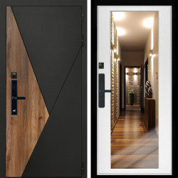 Входная дверь Гранит SMART + Зеркало беленый дуб