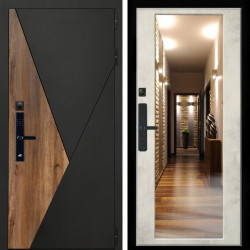 Входная дверь Гранит SMART + Зеркало бетон светлый