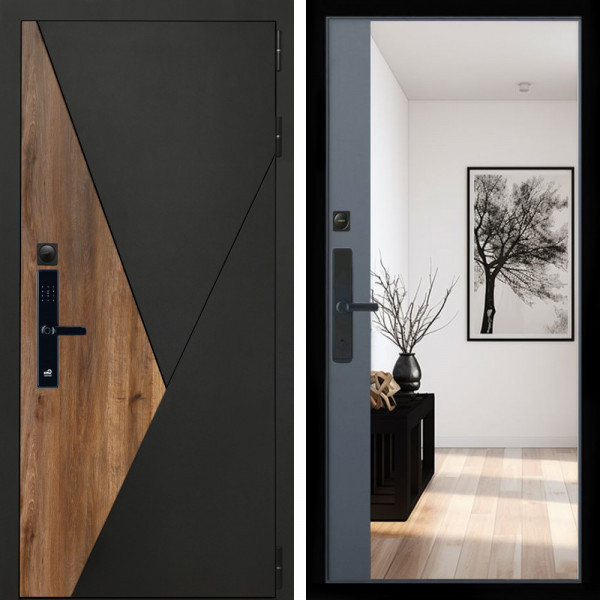 Входная дверь Гранит SMART + Зеркало панорама Графит