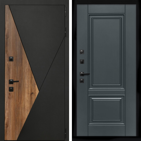 Входная дверь Гранит + ФЛ-117 с полосками графит