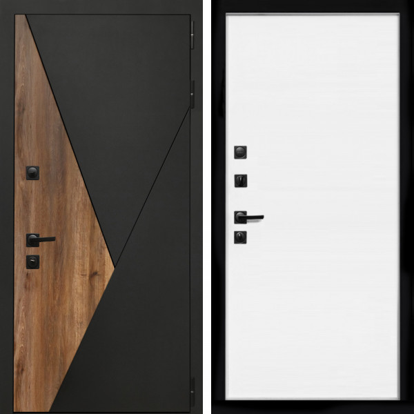 Входная дверь Гранит + Гладкая белый матовый