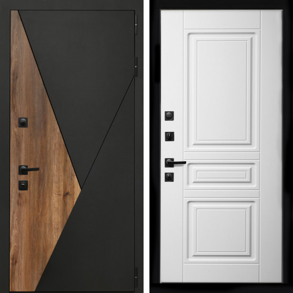 Входная дверь Гранит + Классика белый матовый