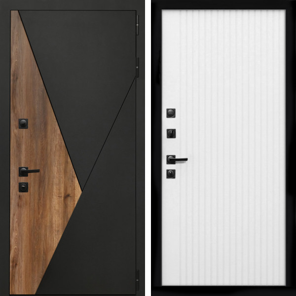 Входная дверь Гранит + Вертикаль белый матовый