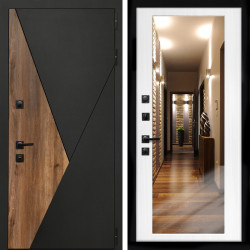 Входная дверь Гранит + Зеркало беленый дуб