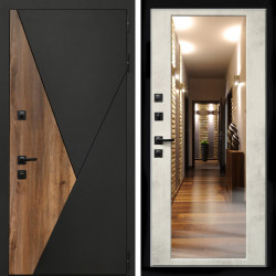 Входная дверь Гранит + Зеркало бетон светлый