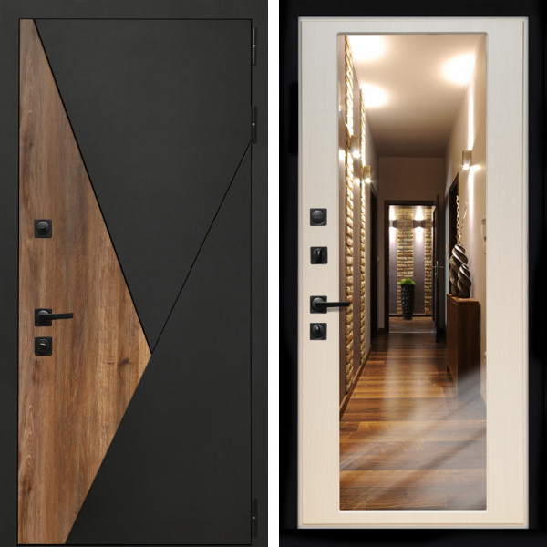 Входная дверь Гранит + Зеркало эко дуб