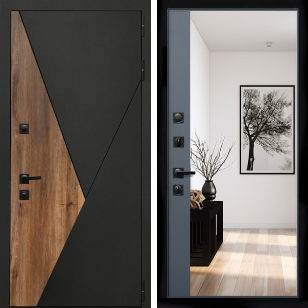 Входная дверь Гранит + Зеркало панорама Графит