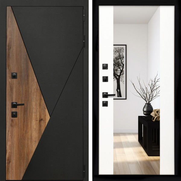 Входная дверь Гранит + Зеркало сб-16 белый матовый