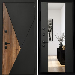 Входная дверь Гранит + Зеркало сб-16 черный кварц