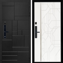 Входная дверь Квадро SMART + Эверест нерж белый матовый