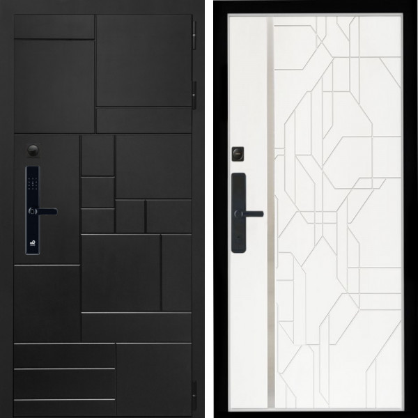 Входная дверь Квадро SMART + Эверест нерж белый матовый