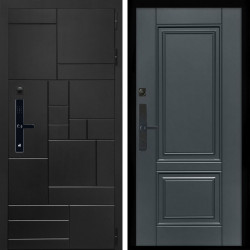 Входная дверь Квадро SMART + ФЛ-117 с полосками графит