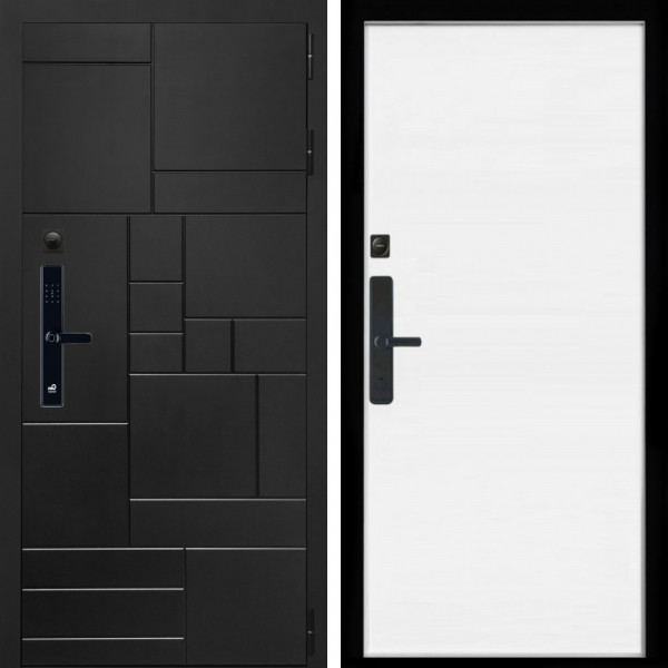 Входная дверь Квадро SMART + Гладкая белый матовый