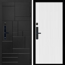 Входная дверь Квадро SMART + Вертикаль белый матовый