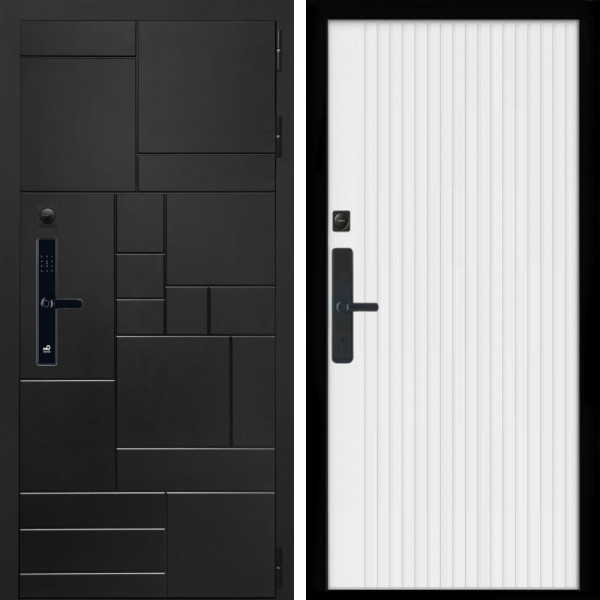 Входная дверь Квадро SMART + Вертикаль белый матовый