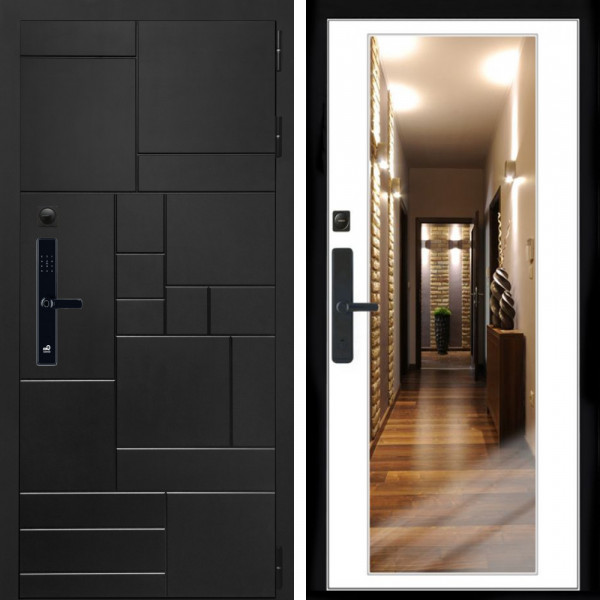 Входная дверь Квадро SMART + Зеркало белый софт