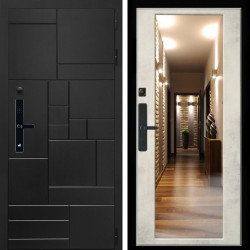 Входная дверь Квадро SMART + Зеркало бетон светлый