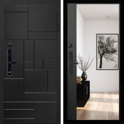 Входная дверь Квадро SMART + Зеркало панорама Черный кварц