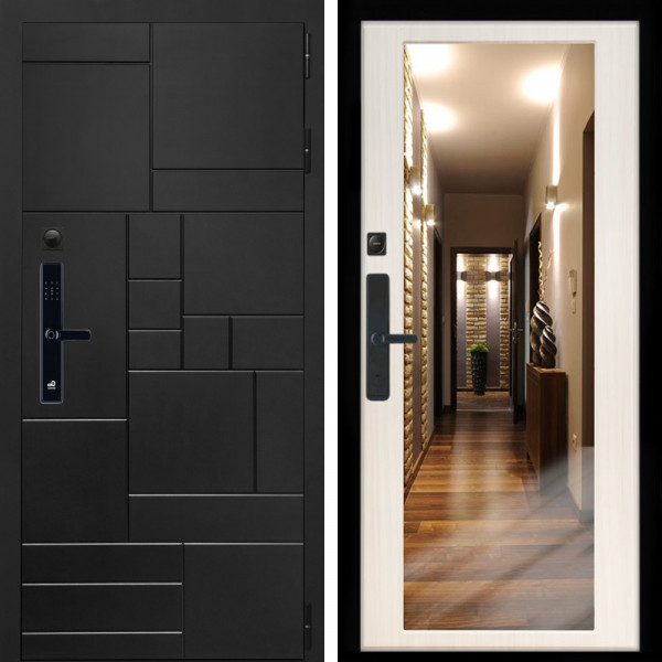 Входная дверь Квадро SMART + Зеркало сандал белый