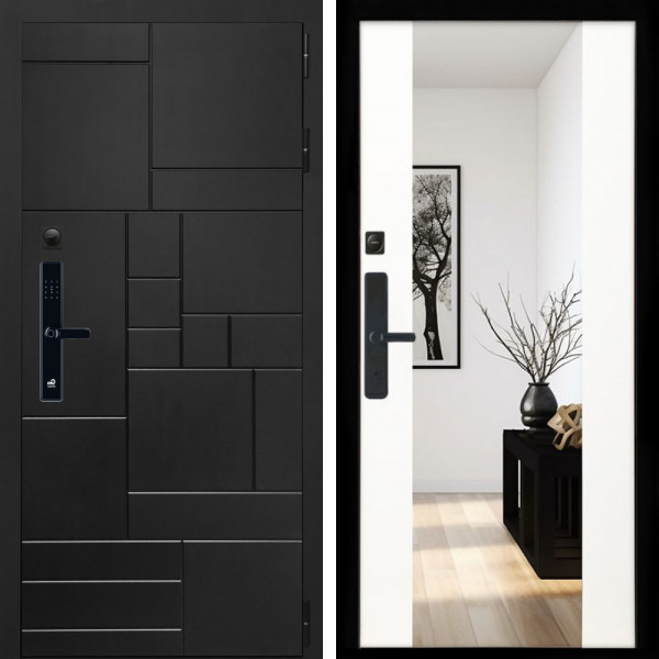 Входная дверь Квадро SMART + Зеркало сб-16 белый матовый