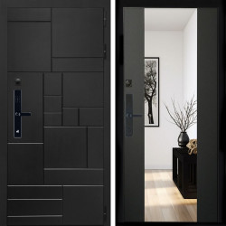 Входная дверь Квадро SMART + Зеркало сб-16 черный кварц