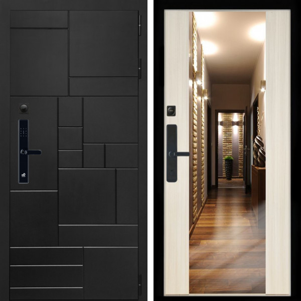 Входная дверь Квадро SMART + Зеркало СБ-16 сандал белый