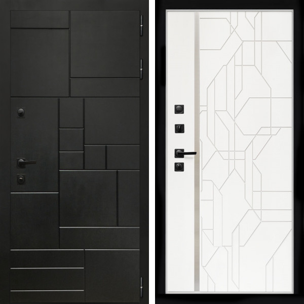 Входная дверь Квадро + Эверест нерж белый матовый