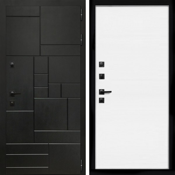 Входная дверь Квадро + Гладкая белый матовый