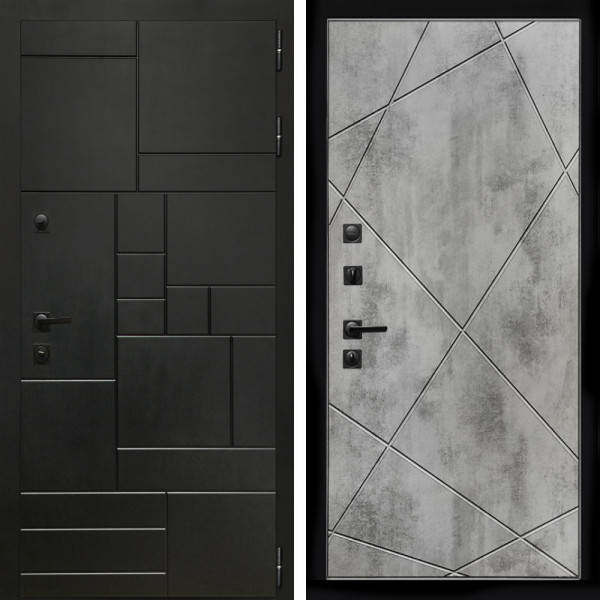 Входная дверь Квадро + Лучи бетон светлый