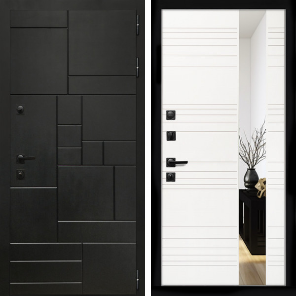 Входная дверь Квадро + Сити белый матовый