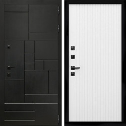 Входная дверь Квадро + Вертикаль белый матовый