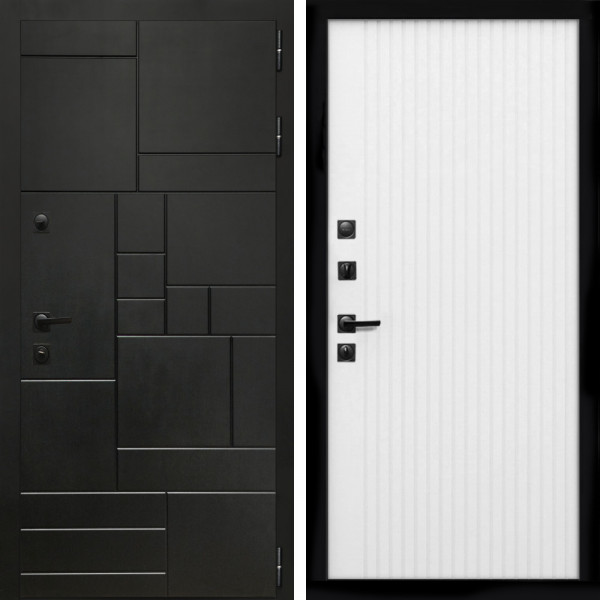 Входная дверь Квадро + Вертикаль белый матовый