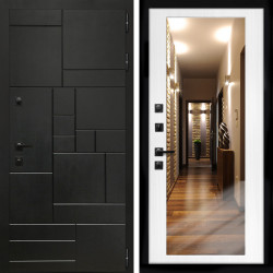 Входная дверь Квадро + Зеркало беленый дуб