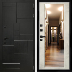 Входная дверь Квадро + Зеркало бетон светлый