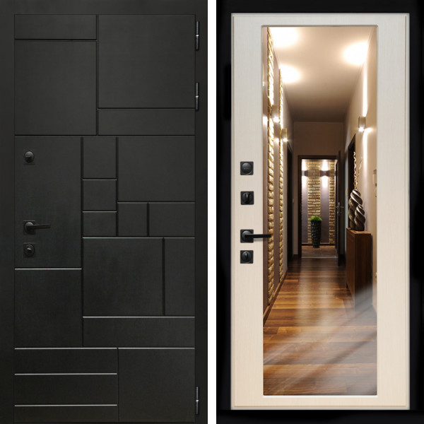 Входная дверь Квадро + Зеркало эко дуб