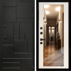 Входная дверь Квадро + Зеркало сандал белый