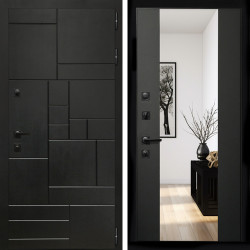 Входная дверь Квадро + Зеркало сб-16 черный кварц