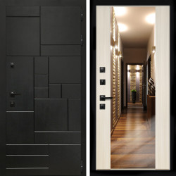 Входная дверь Квадро + Зеркало СБ-16 сандал белый