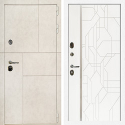 Входная дверь Лофт Бетон Светлый + Эверест нерж белый матовый