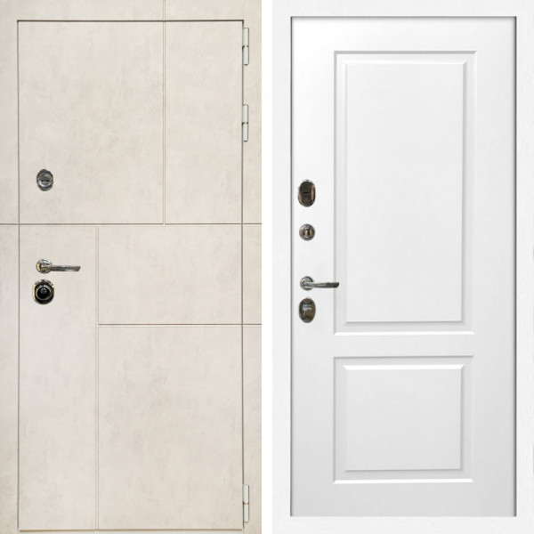 Входная дверь Лофт Бетон Светлый + ФЛ-117 белый матовый